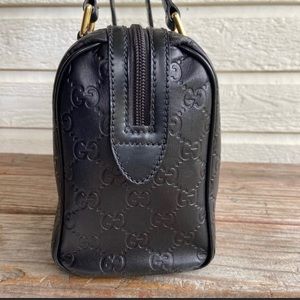 GUCCI Monogram Guccissima Boston Bag Black Leather